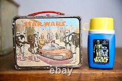 Vintage 1977 Star Wars Metal Lunch Box Thermos 1st Version Darth Vader Luke