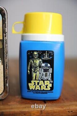 Vintage 1977 Star Wars Metal Lunch Box Thermos 1st Version Darth Vader Luke