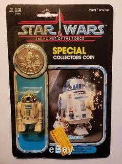 Vintage 1984 Kenner Star Wars R2-D2 pop up lightsaber MOC Potf RARE Special Coin