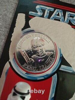 Vintage 1984 Star Wars Last 17 Luke Skywalker Stormtrooper coin & card POTF
