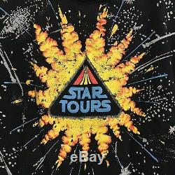 Vintage 1987 Star Wars Star Tours Promo Shirt Ride Disney Land OSFA Black USA