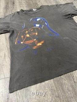 Vintage 1995 Darth Vader Shirt Star Wars Faded Distressed T Shirt Big Face