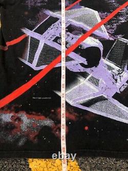 Vintage 1996 Disney Star Wars T-Shirt All Over Print Death Star Star Tours XL