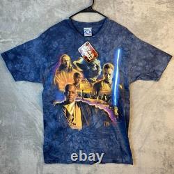 Vintage 1999 Liquid Blue Star Wars Episode 1 Jedi Council Tie Dye Shirt M NWT