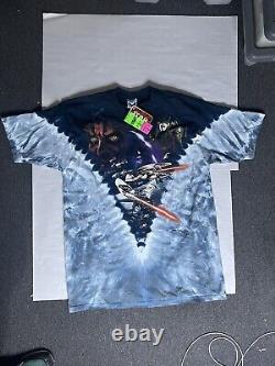 Vintage 1999 Star Wars The Phantom Menace T-Shirt Liquid Blue AOP XL Tag RARE