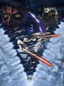 Vintage 1999 Star Wars The Phantom Menace T-Shirt Liquid Blue AOP XL Tag RARE