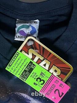 Vintage 1999 Star Wars The Phantom Menace T-Shirt Liquid Blue AOP XL Tag RARE