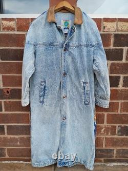 Vintage 70s AOP Star Wars Upcycle 80s Denim Trench Coat Jacket Sz S M T Shirt