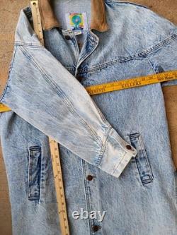 Vintage 70s AOP Star Wars Upcycle 80s Denim Trench Coat Jacket Sz S M T Shirt
