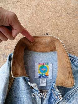 Vintage 70s AOP Star Wars Upcycle 80s Denim Trench Coat Jacket Sz S M T Shirt