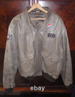 Vintage 90's STAR WARS Episode I Jacket leather pilot Naboo Bravo Pepsi logo