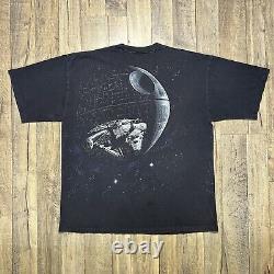 Vintage 90s Star Wars All Over Shirt Sz XL Death Star Millennium Falcon AOP