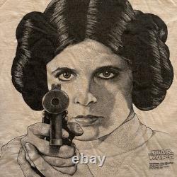 Vintage 90s Star Wars Princess Leia Stipple Art Print T-Shirt Men's L