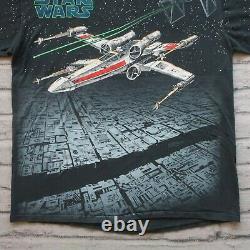 Vintage 90s Star Wars X-Wing Tie Fighter Shirt XL L Tshirt AOP All Over Print