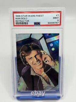 Vintage Han Solo 1996 Star Wars Topps Finest Refractor #7 PSA 9 MINT