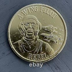Vintage Kenner A-WING PILOT Rare Gold Coin Star Wars POTF Original 1984 DROIDS