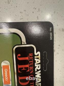 Vintage Kenner Star Wars Carded ROTJ 77 Back-A Greedo Action Figure Made in S