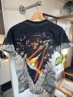 Vintage Liquid Blue Star Wars Episode 1 The Phantom Menace Tie Dye T-Shirt Med