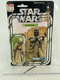 Vintage Orig Star Wars Sand People 12 Back Kenner 1977 open bubble Superb Fig