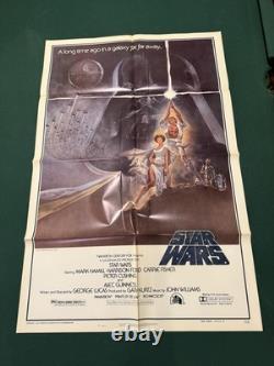 Vintage Original 1977 STAR WARS Movie Poster, 27x41 Style A Folded-Never Used