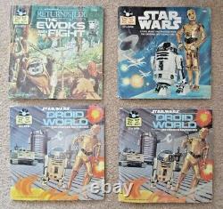 Vintage STAR WARS 1982 Record Tote & Records Lot Ewoks Droid World Star Wars