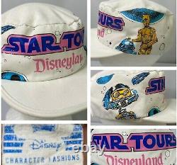 Vintage STAR WARS Tours Hat Fitted Cap R2 D2 Retro 80s Disneyland Parks RARE