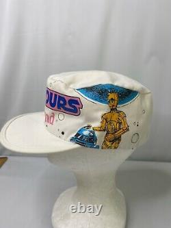 Vintage STAR WARS Tours Hat Fitted Cap R2 D2 Retro 80s Disneyland Parks RARE