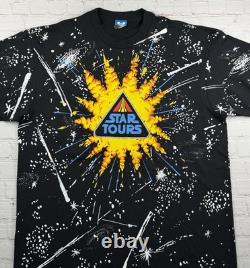 Vintage Star Tours Star Wars Disney AOP Single Stitch T-shirt size XL