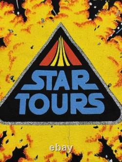 Vintage Star Tours Star Wars Disney AOP Single Stitch T-shirt size XL