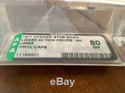 Vintage Star Wars 1977 Kenner Vinyl Cape Jawa Hk Action Figure Afa 80 Nm Cib