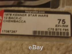 Vintage Star Wars 1978 KENNER AFA 75 CHEWBACCA ANH 12 Back-C MOC CLEAR BUBBLE
