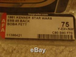 Vintage Star Wars 1981 KENNER AFA 75 BOBA FETT ESB 45 BACK CARD MOC