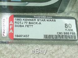 Vintage Star Wars 1983 KENNER AFA 80/85/85 BOBA FETT ROTJ 77 BACK-A CARD MOC