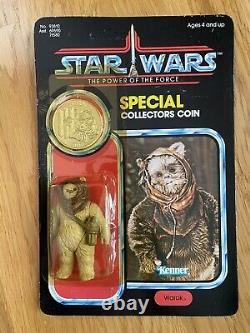 Vintage Star Wars 1984 POTF Ewok Warok Figure with coin SEALED Unpunched