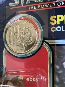 Vintage Star Wars 1984 POTF Ewok Warok Figure with coin SEALED Unpunched