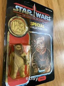 Vintage Star Wars 1984 POTF Ewok Warok Figure with coin SEALED Unpunched