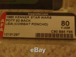 Vintage Star Wars 1985 AFA 80 PRINCESS LEIA COMBAT PONCHO POTF 92 Card Back MOC