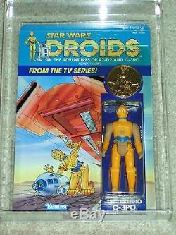 Vintage Star Wars 1985 AFA 85 C-3PO DROIDS CARTOON TV SERIES BACK CARD MOC UNP