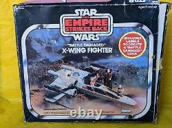 Vintage Star Wars BATTLE DAMAGED X WING FIGHTER w box working Kenner 1978