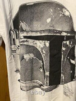 Vintage Star Wars Boba Fett White X-Large T-Shirt USA Made Cotton Regular