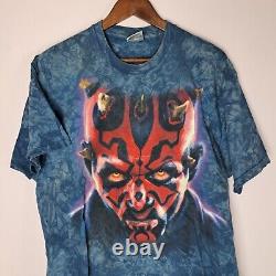 Vintage Star Wars Darth Maul T-Shirt Mens XL Blue Tie Dye Liquid Blue S/S