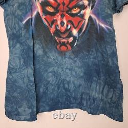 Vintage Star Wars Darth Maul T-Shirt Mens XL Blue Tie Dye Liquid Blue S/S
