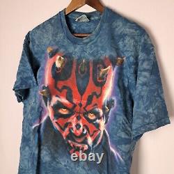 Vintage Star Wars Darth Maul T-Shirt Mens XL Blue Tie Dye Liquid Blue S/S