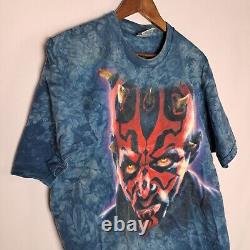 Vintage Star Wars Darth Maul T-Shirt Mens XL Blue Tie Dye Liquid Blue S/S
