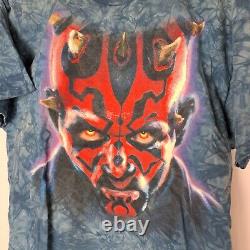 Vintage Star Wars Darth Maul T-Shirt Mens XL Blue Tie Dye Liquid Blue S/S