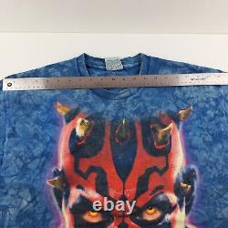 Vintage Star Wars Darth Maul T-Shirt Mens XL Blue Tie Dye Liquid Blue S/S