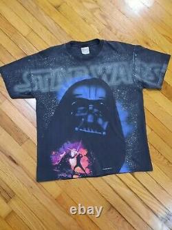 Vintage Star Wars Darth Vader All Over Disney Movie Promo Faded Shirt