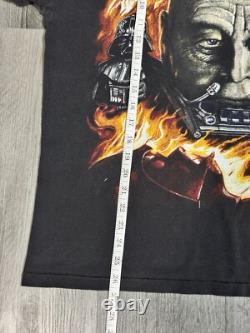 Vintage Star Wars Darth Vader Unmasked ROTJ Black Short Sleeve Shirt Size Large