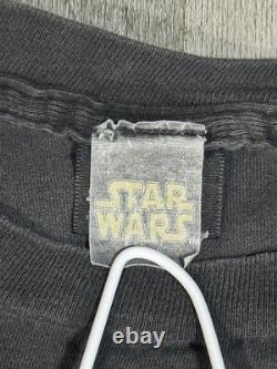 Vintage Star Wars Darth Vader Unmasked ROTJ Black Short Sleeve Shirt Size Large