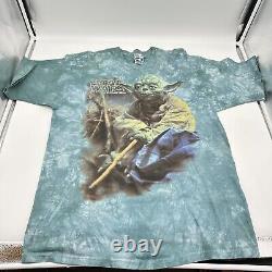 Vintage Star Wars Empire Strikes Back Yoda 1997 Made in USA Liquid Blue XL Shirt